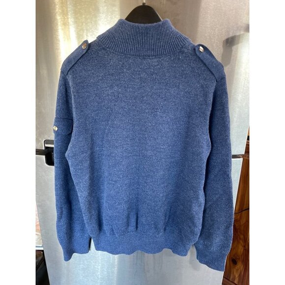 BANANA REPUBLLIC 50%‎ ITALIAN WOOL MEN'S SZ M BLUE WITH SNAP DETAIL - Picture 9 of 15